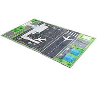 Alfombra de juego para niños, alfombra de avión de aeropuerto para sala de juegos y dormitorio de niños, alfombra plegable suave para decoración de habitación de 120 x 160 (3 pies, 11 x 5 pies)
