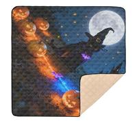 Alfombra de juego plegable con diseño de gato bruja en camino de calabaza, para piso, impermeable, para bebés, niños pequeños, 50 x 50 pulgadas
