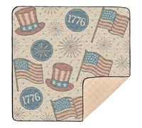Alfombra de juego plegable para bebé, diseño vintage del Día de la Independencia, no tóxica, para bebés, niños pequeños, 50 x 50 pulgadas