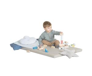 Alfombra de juego roba Luxe - 78 x 100 cm - Accesorio para el triángulo de escalada y torre de escalada interior de roba - Alfombra de gateo cómoda/fácil de limpiar - Beige/Gris claro