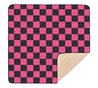 Alfombra de juego suave y gruesa a cuadros americanos morados y negros para el suelo, lavable, tapete de gimnasio para bebés y niños pequeños, 50 x 50 pulgadas