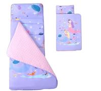 Alfombra de la Siesta para niños pequeños con Almohada y Manta de la Alfombra térmica Anti-Mata con Mango 47x20 Roll up Kids Sleep Saps Mats for Daycare Preschool Style1