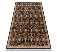 Alfombra de lana KESHAN franjas oriental clásico 7680/53511 beige / azul oscuro 80x145 cm
