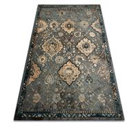 Alfombra de lana POLONIA Abrash oriental flores azul claro 235x350 cm