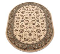 Alfombra de lana POLONIA oval MADRAS flores jazmín 2 verde 170x235 cm