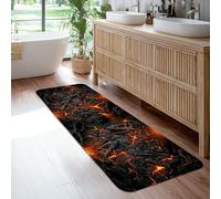 Alfombra de lava, moderna, industrial, magma, grieta, ninguno, negro, de pelo bajo, esponja, hogar, interior, no se desprende, para cocina, lavandería, puerta, entrada, decoración, 2 x 6 pies
