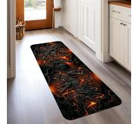 Alfombra de lava, moderna, industrial, magma, grietas, color negro, antideslizante, rectangular, ribete de borde para cocina, entrada, mesita de noche, pasillo, decoración de 2 x 5 pies