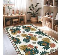 Alfombra de lirio de agua, hojas de helecho botánico tropical, verde, antideslizante, rectangular, para el suelo, para sala de estar, dormitorio, debajo de la mesa, comedor, decoración de 4 x 6 pies