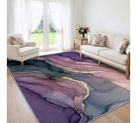 Alfombra de lujo abstracta de ágata de mármol fluido, antideslizante, 160 x 230 cm, arte soñador, ultra suave, resistente a las manchas, alfombra de pelo bajo, lavable a máquina, alfombra lavanda para