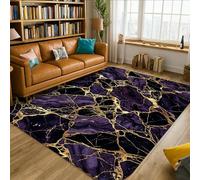 Alfombra de mármol, moderna y elegante, con venas doradas, remolinos violetas N/A, color violeta, antideslizante, rectangular, alfombras de suelo para sala de estar, dormitorio, comedor, escritorio