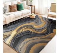 Alfombra De Moda Abstracto Líquido Mármol Curvas, Decoración Moderna para El Hogar, Gris Alfombra con Estampado Rectangular, Alfombras Lavables Suaves 100 x 150 cm para Sala Estar Dormitorio