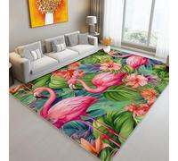 Alfombra De Moda Ilustración en Acuarela Flamenco Animal, Decoración Moderna para El Hogar, Rosa Alfombra con Estampado Rectangular, Alfombras Lavables Suaves 60 x 120 cm para Sala Estar Dormitorio