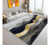 Alfombra De Moda Simple Pintura a Tinta Estilo Chino Pintura de paisajes, Decoración Moderna para El Hogar, Gris Alfombra con Estampado Rectangular, Alfombras Lavables Suaves 100 x 150 cm