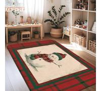 Alfombra de muñeco de nieve, bufanda y gorro de invierno, alfombras rojas antideslizantes resistentes a la decoloración, alfombras estéticas para el hogar para sala de estar, dormitorio, aula, aparta