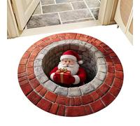 Alfombra de Navidad, alfombra decorativa antideslizante de Papá Noel, alfombra de piso de ilusión navideña de temporada | para entrada, pasillo, sala de estar, dormitorio, baño