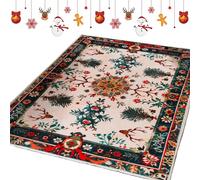 Alfombra de Navidad, alfombras de Navidad para sala de estar, copo de nieve, textiles para el hogar, accesorios de escena de invierno para estudio, reuniones familiares, dormitorio, apartamento