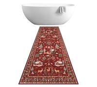 Alfombra de Navidad,Alfombrilla Antideslizante Navideña Con Muñecos De Nieve, Árbol Y Papá Noel | Alfombra de Pasillo de Navidad,Para Interior Dormitorio Comedor Baño Entrada Pasillo Cocina Junto A