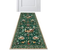 Alfombra de Navidad - antideslizante estera de vacaciones | Festive Snowmen, Tree, Santa Design | Alfombra interior suave para el dormitorio, sala de estar, baño, entrada, pasillo, cocina, decoración