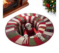 Alfombra de Navidad genérica - Acolchada Ilusión 3D, Esqueleto para decoración de Suelo de Vacaciones de Invierno | Ilusión Visual de baño, Entrada, Dormitorio, decoración