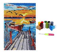 Alfombra de nudos para niños y adultos para anudar uno mismo, kit de alfombra de ganchos, juego de tapiz, juego de punto de cruz, juego de anudar, para niños y adultos (69 x 102 cm)