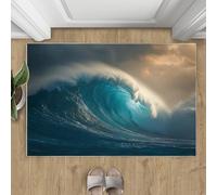 Alfombra de océano, alfombras pequeñas de olas gigantes para dormitorio, alfombra de paisaje natural, suave, lavable, antideslizante, decoración del hogar, 50 x 80 cm