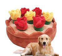Alfombra de olor para perros, alfombrilla de alimentación para oler animales,Cojín de sniffer para cachorros | Con 6 juguetes de sonido para perros con flores chirriantes para el entrenamiento de