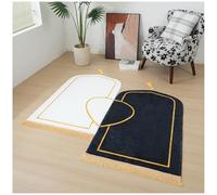 Alfombra de oración - Alfombra de oración musulmana gruesa y suave de imitación de cachemira Lslámica alfombra orando para mujeres hombres Ramadán Eid Bayram Ejercicio Religión Regalo (blanco y negro,