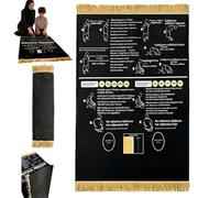 Alfombra de oración guiada con texto en inglés y dilo en árabe | Janamaz educativo para nuevos musulmanes y niños | Alfombra de Salah instructiva paso a paso para aprender oración, 110 x 65 cm
