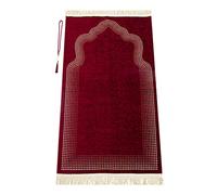 Alfombra de oración Musulmana con Cuentas de oración | Janamaz | Sajadah | Alfombra de oración islámica Suave con diseño Mihrab | Regalos islámicos | Alfombra de oración de Tela de Chenilla Burdeos