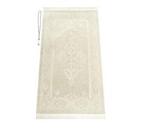 Alfombra de oración musulmana con cuentas de oración | Janamaz | Sajadah | Alfombra suave de oración islámica | Regalos islámicos | Alfombra de oración, tela de chenilla, color crema