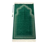 Alfombra de oración musulmana con cuentas de oración | Janamaz | Sajjadah | Alfombra de oración islámica suave con diseño de mihrab | Regalos islámicos | Alfombra de oración | Alfombra, verde