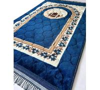 Alfombra de oración musulmana islámica, alfombra de oración muy gruesa para hombres y mujeres, con cuentas de oración del Islam para viajes Eid, Ramadán, suave y lujosa (color azul R_Blue)