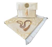Alfombra de oración musulmana y cuentas con elegante bolsa de tela flameada | Janamaz | Sajadah | Alfombra de oración islámica suave | Regalos islámicos y Mawlid | Tapete de oración, tela de tafetán