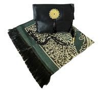 Alfombra de oración musulmana y cuentas con elegante bolsa de tela flameada | Janamaz | Sajadah | Alfombra de oración islámica suave | Regalos islámicos y Mawlid | Tapete de oración, tela de tafetán