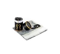 Alfombra de oración Musulmana y Cuentas de oración con Elegante Caja de Regalo cilíndrica | Janamaz | Sajjadah | Alfombra de oración islámica Suave | Juego de Regalos islámicos, Color Negro