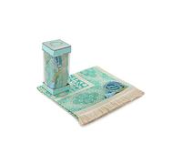 Alfombra de oración musulmana y cuentas de oración con elegante caja de regalo,Janamaz,Sajadah,Alfombra de oración islámica suave,Juego de regalos islámicos,Alfombra de oración, tela de tafetán, azul
