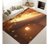 Alfombra de oro genérica anime cálida acogedora estética tranquilizadora de pelo corto paisaje de otoño - Alfombra suave esponjosa 120 x 160 cm, antideslizante para dormitorio, salón, moqueta, no