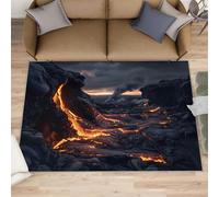 Alfombra de paisaje - Alfombra de baño de lava volcánica de 70 x 120 pulgadas, alfombra de pasillo natural para pasillo, lavable, antideslizante y suave, alfombra pequeña para decoración del hogar