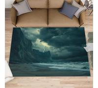 Alfombra de paisaje costero de 70 x 140 pulgadas, alfombras de costa para habitación de niñas, alfombras de tormenta para dormitorio, alfombra lavable para mesita de noche, comedor, cocina