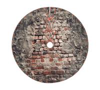 Alfombra de pared de ladrillo desgastada antigua, patrón de Navidad, falda de árbol de Navidad, a cuadros, decoración de fiestas