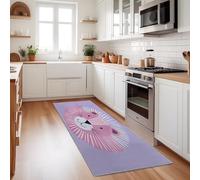 Alfombra de pasaje de dibujos animados degradado animal león, 50 x 150 cm, antideslizante y lavable interior, Rug, rosa y púrpura, alfombra de pasillo para entrada, pasillo, salón, dormitorio
