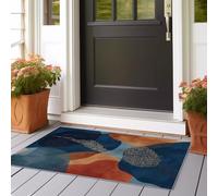 Alfombra de pasaje moderna abstracta con bloques de colores granulados 80 x 150 cm antideslizante y lavable interior Rug, azul alfombra de pasillo para entrada, pasillo, sala de estar, dormitorio