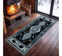 Alfombra de pasillo 40 x 120 cm Campaña Animales Largo Antideslizante | Geométrico Zigzags Rombos Plumas Flechas Cerdas Alfombras para Cocina Entrada Dormir Lavadero Oficina Alfombra Estrecha