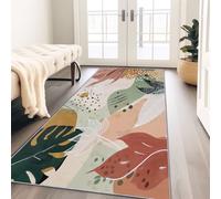 Alfombra de pasillo 40 x 120 cm, Estilo Abstracto suave Alfombra antideslizante lavable para cocina, Color Terracota Hojas Tropicales Alfombra de dormitorio para entrada sala de estar lavandería