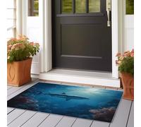 Alfombra de pasillo 60 x 120 cm, pelo ras para pasaje, antideslizante, lavable, animales de las profundidades, océano coral tiburones, patrón de alfombra de suelo largo, puerta de cocina, lavadero