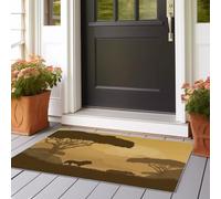 Alfombra de pasillo 60 x 180 cm, pelo ras para pasaje, pasillo, antideslizante, lavable, sabana africana, animales salvajes, diseño de alfombra de suelo largo, marrón, puerta de cocina, lavadero