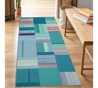 Alfombra de pasillo 60 x 240 cm antideslizante, moderna geométrica minimalista bloques de color alfombra de pasaje lavable a máquina para cocina, dormitorio, balcón y pelo suave y bajo, multicolor