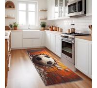 Alfombra De Pasillo 80X240 Cm - Antideslizante Y Lavable, Alfombra Larga Y Estrecha para Pasillo, Cocina O Entrada - Deportes Fútbol Muro De Ladrillos Color Naranja, Suave, Moderna