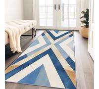 Alfombra de pasillo antideslizante 65 x 240 cm, lavable suave gris-leu pelo ras entrada interior minimalista moderna geométrica Chevron patrón alfombra para pasaje dormitorio cocina lavadero