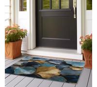 Alfombra de pasillo antideslizante 80 x 150 cm, lavable suave gris-leu pelo Ras entrada interior abstracta elegante metal pétalos hojas patrón alfombra para pasaje dormitorio cocina lavadero